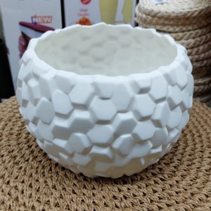 مزهرية ابيض دائري مرصع7-13