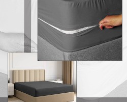 كيس فرشة ملاحف مايكروفايبر سحاب لون سكني 160 * 190 + 20 سم