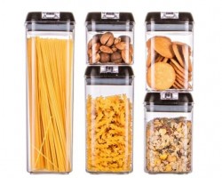 طقم علب اكريليك/ 5 غطاء شفاف كبس -  مرتبان طبروير 5 قطع