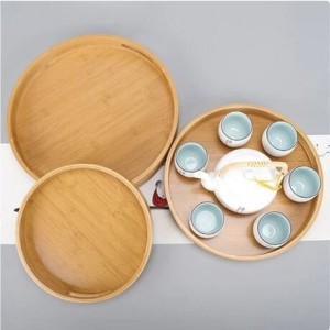 طقم صواني بامبو كبير مدور