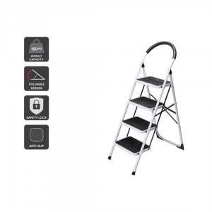 سلم ابيض حديد 4 درجات جلد اسود 