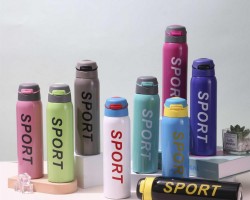 شيكر SPORT ستانلس غطاء كبس  / ثيرموس / حافظة مياه ساخن بارد  مع مصاصة 500 مل