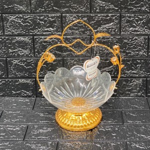 مضيفة بيوتر ذهبي مع جاط شكل وردة بلاستيك حمالة شكل تاج