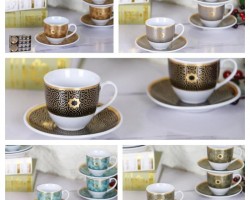 طقم فناجين قهوة بورسلان 12 فنجان + 12 استكانة مزخرف رسم اسلامي مذهب طقم فناجين قهوة بورسلان 12 فنجان + 12 استكانة مزخرف رسم اسلامي مذهب