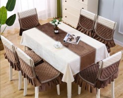 طقم وجه طاوله سفره مع غطاء 6 كراسي دانتيل