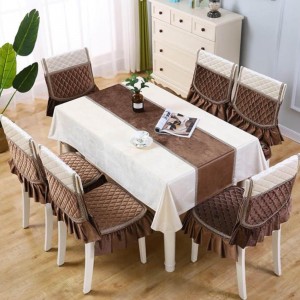 طقم وجه طاوله سفره مع غطاء 6 كراسي دانتيل