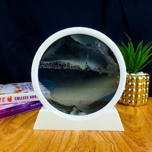 تحفة رملية متحرك ترند اكريليك شكل مدور مع قاعدة 18 سم