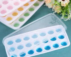 قالب ثلج 21 عين سيليكون مع غطاء بلاستيكICE