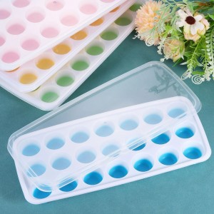 قالب ثلج 21 عين سيليكون مع غطاء بلاستيكICE