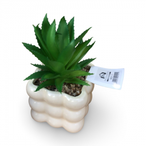 قوار ورد صبار16 سم بورسلان بابلز مربع ابيض M21-1