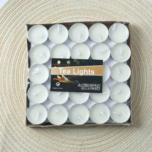 علبه شمع مدور ابيض حجم صغير 50 قطعة