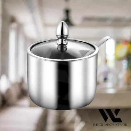 سكرية فضي مع غطاء ومعلقة Seasoning.C سكرية فضي مع غطاء ومعلقة Seasoning.C