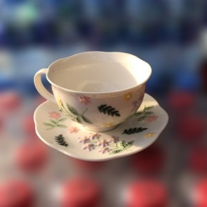 ماغ بورسلان هاند ميد مع صحن مرسم وردة زهري M55-7