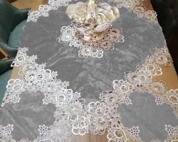 شرشف طاولة وسط + 4 وجه اسكمله سادة مخمل شمواه ثقيل FH22