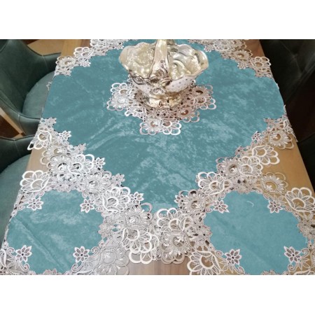 شرشف طاولة وسط + 4 وجه اسكمله سادة مخمل شمواه ثقيل FH22