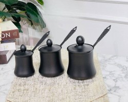 طقم /3 غلايات اسود قهوة ثقيل يد حديد مع غطاء