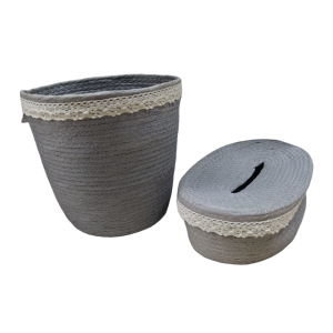 سلة مهملات مع علبة محارم صناره مع شراشيب 