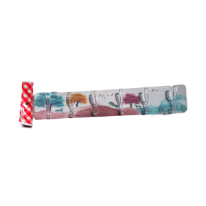 علاقة ملابس مستطيل ملون لاصق 6 عين