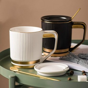 طقم 6 ماج كبير اسود / ابيض محزز ذهبي M104-MG