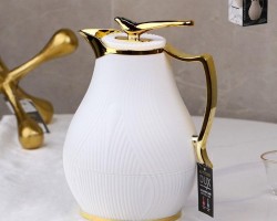 ثيرموس ابيض محزز مبطن مع يد وراس عصفور ذهبي 1 لتر I82410-1.0L-WH ثيرموس ابيض محزز مبطن مع يد وراس عصفور ذهبي 1 لتر I82410-1.0L-WH