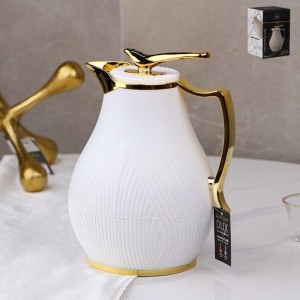 ثيرموس ابيض محزز مبطن مع يد وراس عصفور ذهبي 1 لتر I82410-1.0L-WH ثيرموس ابيض محزز مبطن مع يد وراس عصفور ذهبي 1 لتر I82410-1.0L-WH