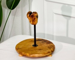 مضيفة مدور ديكور خشب بامبو ثقيل طبقة في الوسط حامل مقبض 26 سم