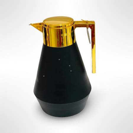 ثيرموس اسطواني سادة ابيض - اسود - بيج مع عنق ويد L طويله لون ذهبي 