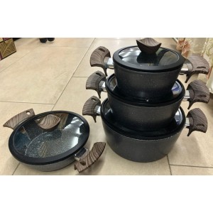 طقم طناجر جرانيت بيج مع غطاء طناجر 18 - 22 - 26+ حيف واطي 24 محكم الاغلاق 8 SAL