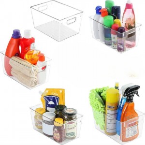 سلة ثلاجة اكريليك شفاف مستطيل مع ايدي داخلية حجم صغير حيف عالي  13 × 23 + 11 سم