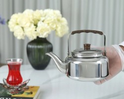 ابريق شاي ستيل 1.0 لتر يد خشبي اقتصادي HLJ-005