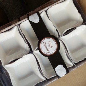 طقم صحون صوصات - سيرفس - كاندي - مكسرات 6 قطع زجاج ابيض 