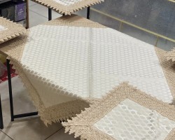 شرشف طاولة وسط + 4 وجه اسكمله خلية نحل