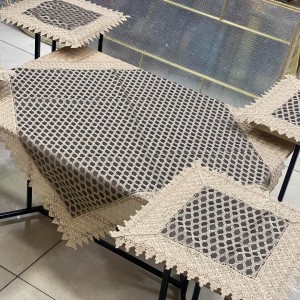 شرشف طاولة وسط + 4 وجه اسكمله خلية نحل