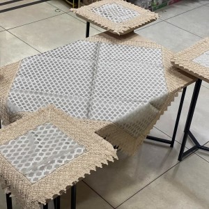 شرشف طاولة وسط + 4 وجه اسكمله خلية نحل