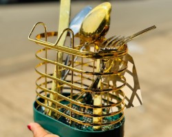 حمالة معالق وشوك ذهبية RACK FLZ-K018