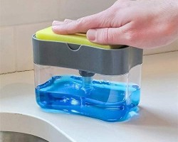 علبه سائل جلي مربع مع ليفه كبس علبه سائل جلي مربع مع ليفه كبس