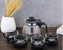 ابريق / شاف ماء زجاج مع 4 كاسات عرض