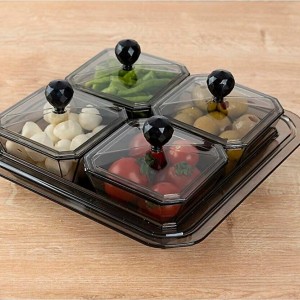 طقم تقديم مكسرات / كاندي صحون بلاستيك 4 قطع