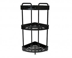 زاوية حمام المنيوم 3 رفوف ثقيل لون اسود