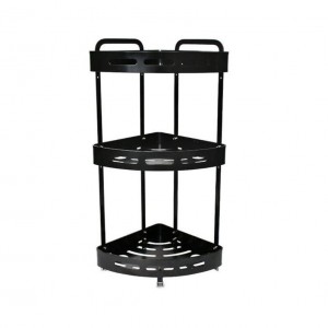 زاوية حمام المنيوم 3 رفوف ثقيل لون اسود