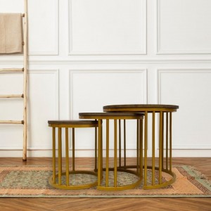 طقم اسكملات حديد ذهبي متداخل 3 قطع