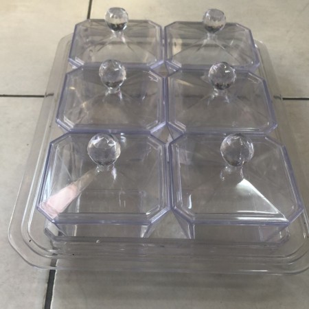 طقم تقديم مكسرات / كاندي صحون بلاستيك 6 قطع