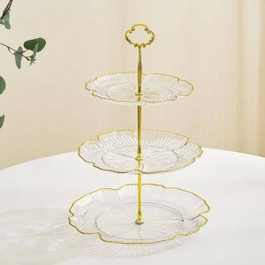 مضيفه التفضيل ضيافه اكريليك شفاف حيف ذهبي ثلاث طبقات