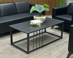 طاولة مستطيل معدن اسود وجه حرانيت اسود 2ك YC-27