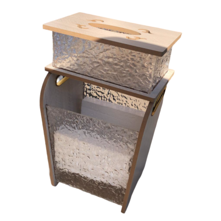 طقم سلة بامبو مع علبة محارم اكرلك وخشب