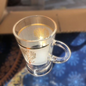 طقم كاسات شاي صيني حز ذهبي شجرة 12 قطعة