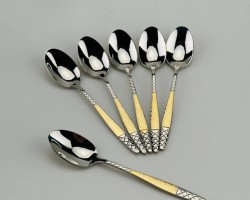 طقم معالق - معلقة طعام كبير ستانلس ثقيل مشجر ذهبي AF034-7