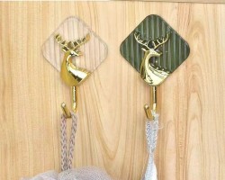 علاقات عدد 2 طبع تلزيق اكريليك شكل غزال ذهبي - فضي - شفاف