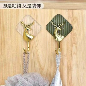 علاقات عدد 2 طبع تلزيق اكريليك شكل غزال ذهبي - فضي - شفاف