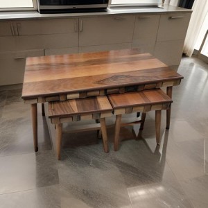 طاولة وسط خشبية مع اربعة اسكملات زان - مستطيل